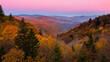 Belt of Venus glowing in the skies over autumn foliage in Tennessee's Great Smoky Mountains National park