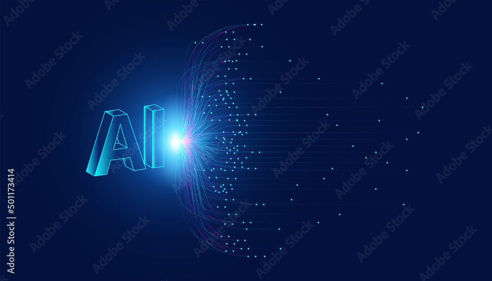 Abstract technology Ai computing concept Ai fiber working data of ...