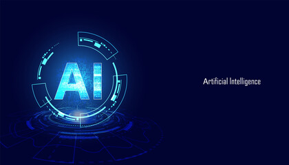 Wall Mural - abstract technology ai computing concept ai circle working data of artificial intelligence and futur