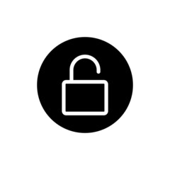 Canvas Print - Open lock icon in black round