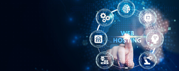 web hosting. the activity of providing storage space and access for websites. business, modern techn