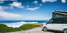 The New 2021 Volkswagen VW Transporter Camping Van T6.1 California Ocean In The Coastal Nature