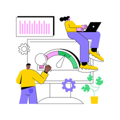 Poster - Benchmark testing abstract concept vector illustration. Benchmarking software, product performance indicator, load testing, performance characteristics, competitive products test abstract metaphor.