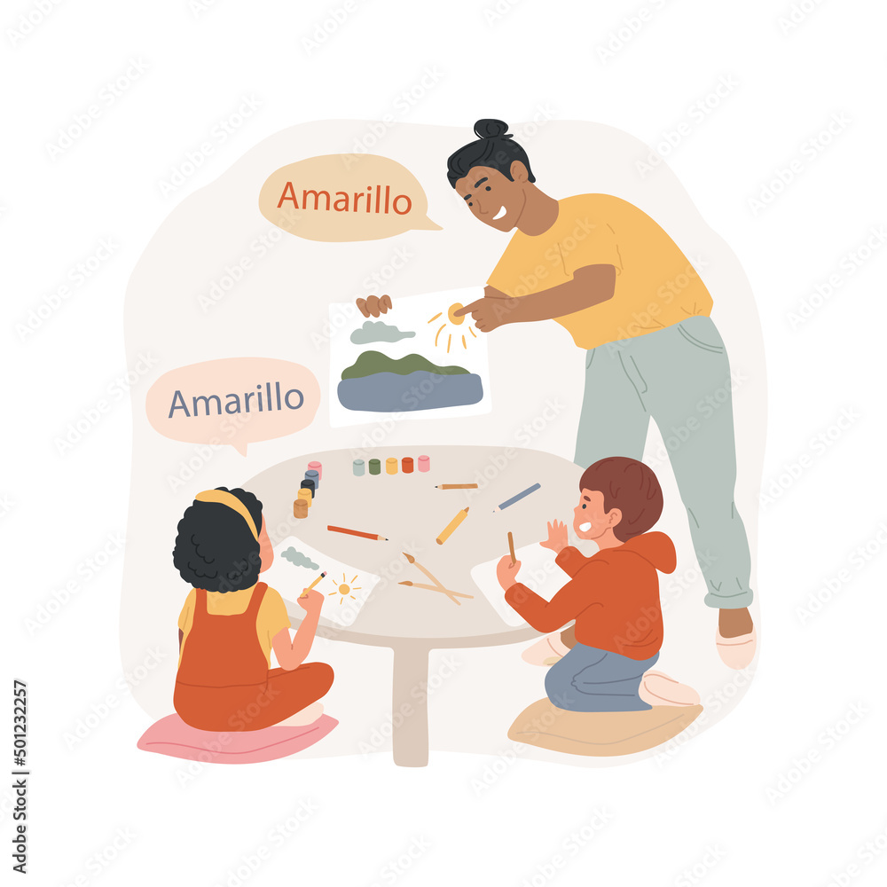 Learning color names isolated cartoon vector illustration. Child ...
