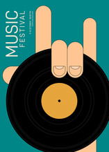 Music Poster Design Template Background With Vinyl Record Vintage Retro Style