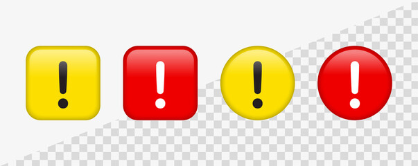 Poster - exclamation mark sign icon in yellow and red circle modern buttons , caution warning attention signs