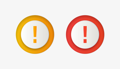 Poster - 3d exclamation mark icon button sign in yellow and red circle alert modern buttons , caution warning attention signs