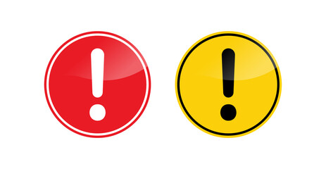 Poster - exclamation mark sign icon in yellow and red circle modern light frame , caution warning attention signs