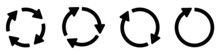 Set Of Circle Arrow Vector Icons. Refresh And Reload Arrow Icon. Recycling Icon. Circular Vector Arrows. Arrows Flat Sign. Vector Illustration