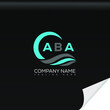ABA logo monogram isolated on circle element design template, ABA letter logo design on black background. ABA creative initials letter logo concept.  ABA letter design.
