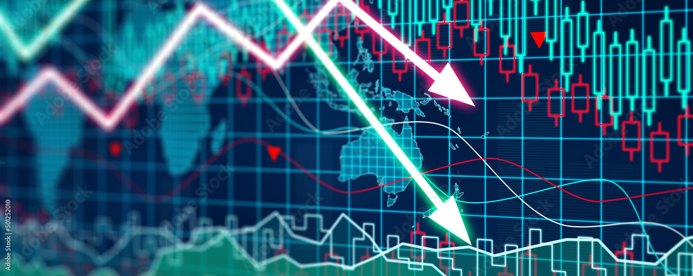 Econimical crisis concept. Spread in the world, economy is down. 3d ...