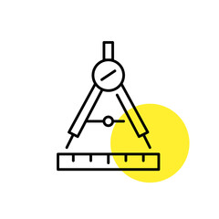 Wall Mural - compass tool and a ruler. pixel perfect, editable stroke line art icon