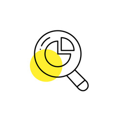 Wall Mural - Analyzing data diagram with magnifying glass. Pixel perfect, editable stroke icon