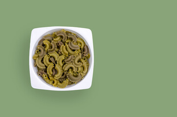 Green dry organic traditional pasta.