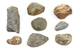 Various rocks isolated on white background