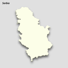 3d Isometric Map Of Serbia Isolated With Shadow