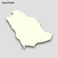  3d isometric map of Saudi Arabia isolated with shadow