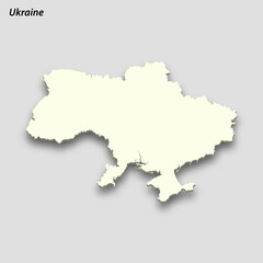 Naklejka na meble 3d isometric map of Ukraine isolated with shadow