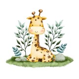 Fototapeta Fototapety na ścianę do pokoju dziecięcego - Watercolor Illustration Safari Animal Giraffe 