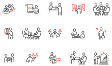 Vector Set Of Linear Icons Related To Remote Work, Find A Job, Employment, Freelance And HR. Mono Line Pictograms And Infographics Design Elements - Part 3