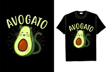 Avogato T Shirt Design Avocado Cat Vector Premium Vector