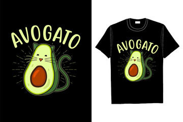 Avogato t shirt design avocado cat vector Premium Vector