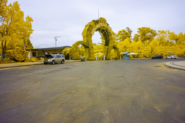 Wall Mural - Landscape photo infrared:  Gardens Da Lat. Time: April 7, 2022. Location: DaLat city.  Da Lat is a famous tourist city in Vietnam