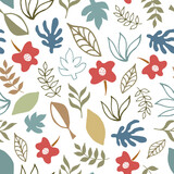 Fototapeta Boho - Trendy abstract seamless pattern in pastel colors. Vector trendy print of floral doodle elements for design