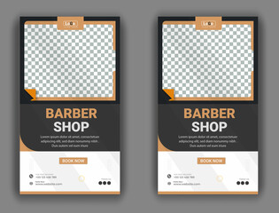 Wall Mural - Barber shop business roll up banner template