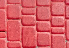 Redbrick. Background Texture Of Red Cobblestones.