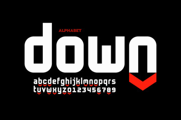 Up and Down arrow symbols modern fonts design, alphabet letters and numbers vector illustration