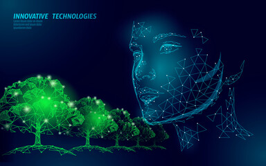 3d low poly natural face cosmetics. health supplement skin care anti-aging ad complex flu treatment.