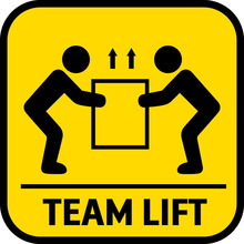 Packaging Symbol To Indicate Heaviness And Needs Two People To Lift. Team Lifting Heavy Object Icon