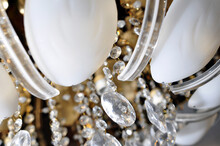 Abstract White Background With Shiny Chrystals Of Chandelier