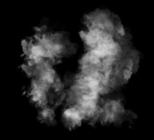 Abstract White Puffs Of Smoke Swirls Overlay On Black Background Pollution. Royalty High-quality Free Stock Photo Image Of Abstract Smoke Overlays On Black Background. White Smoke Explosion