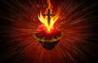 Sacred heart of Jesus with light rays. Religious theme concept.