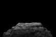 Leinwandbild Motiv Stone podium on dark black background.