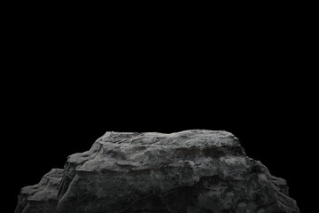 Stone podium on dark black background.