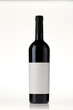 red wine bottle with blank label on isolated white background