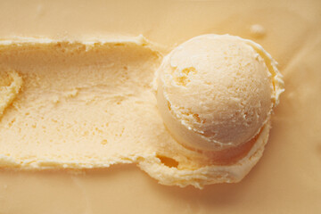 Wall Mural - Vanilla ice cream texture and ball.