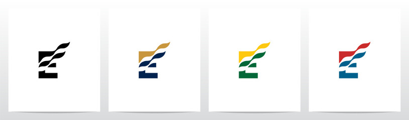 Waving Flag On Letter Logo Design E