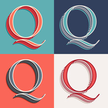 Q Letter Logo In Classic Three-dimensional Elegant Sport Style.