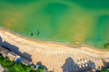 Wall Mural - A beautiful aerial top view from drone to coastline and beach