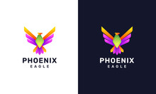 Colorful Gradient Eagle Phoenix Logo Illustration