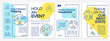 Value stream mapping yellow and blue brochure template. Lean manufacturing. Leaflet design with linear icons. 4 vector layouts for presentation, annual reports. Questrial, Lato-Regular fonts used