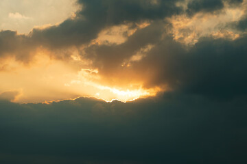 Wall Mural - Mesmerizing landscape scene of gray sunset sky eith orange sky, for wallpaper and background