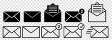 Mail icons. Vector illustration isolated on transparent background