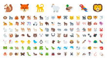 All Animal Emoticons In One Big Set. Birds, Reptiles, Mammals Animals Icon Collection. Animal Illustration Collection