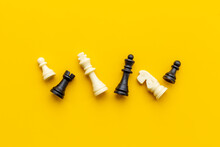 Chess Game Pieces. Business Strategy Concept. Top View