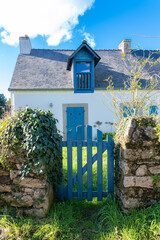 Sticker - Brittany, Ile aux Moines island, wooden blue door
